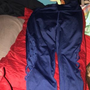 Blue athletic leggings